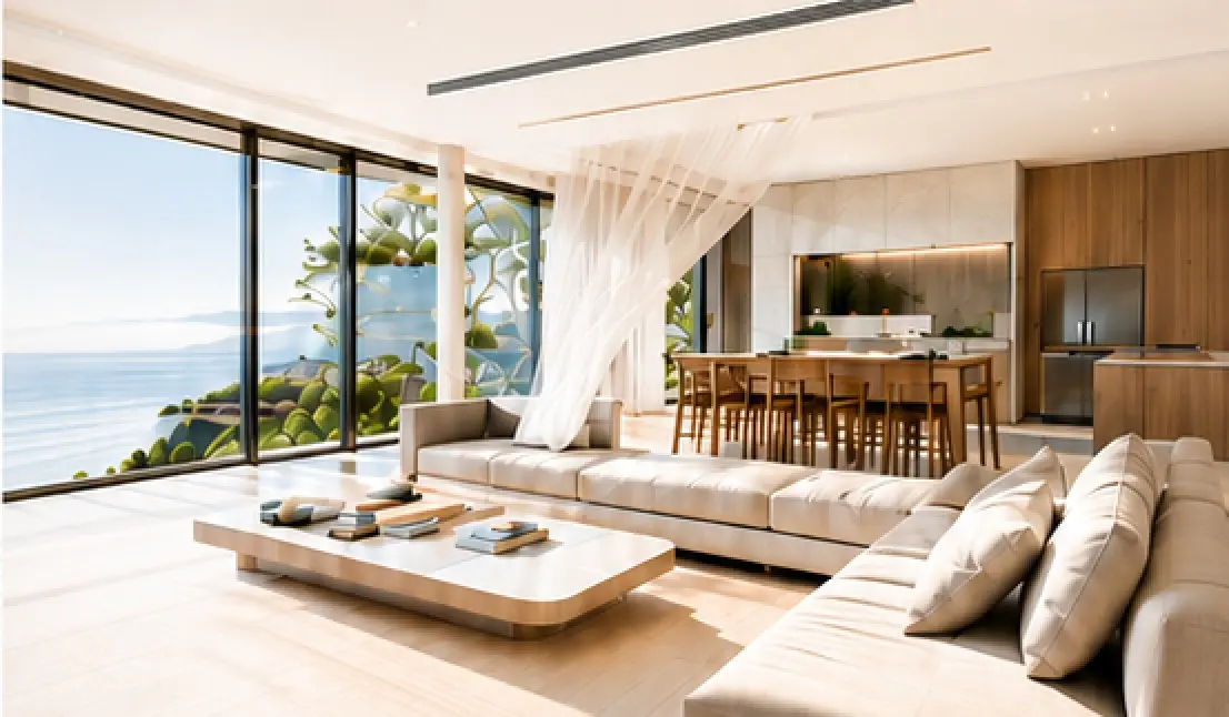 Integrated climate solution in a coastal living room