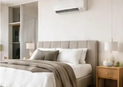 Bedroom with an architectural wall-mounted split system